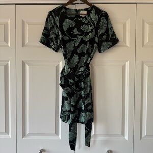 Cinq à Sept 5a7 Floral Tie-Waist Dress | Black & Green | Size 8